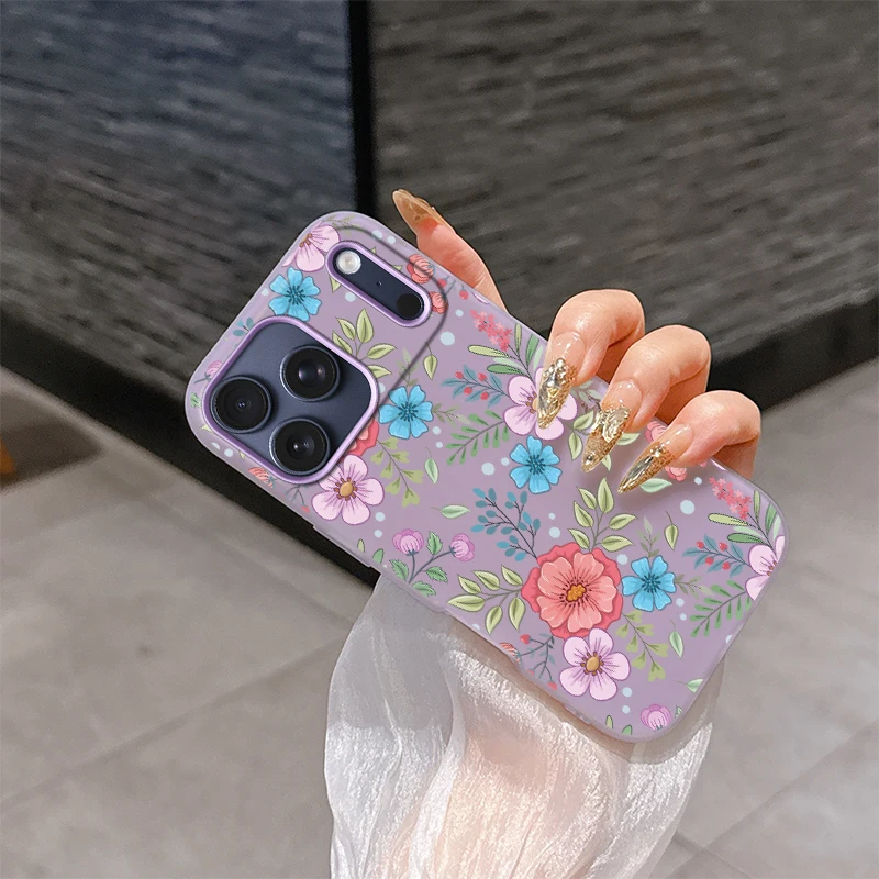 Przezroczyste etui na telefon iPhone 16 Pro 16e 15 Pro Max 11 14 13 12 17 Air Flower Soft Dual Layer Jelly 2 w 1 Matte Back Cover