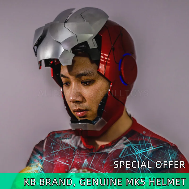 Disney genuine mk5 ironman helmet automatic english voice control can be worn killerbody halloween christmas birthday gift boy