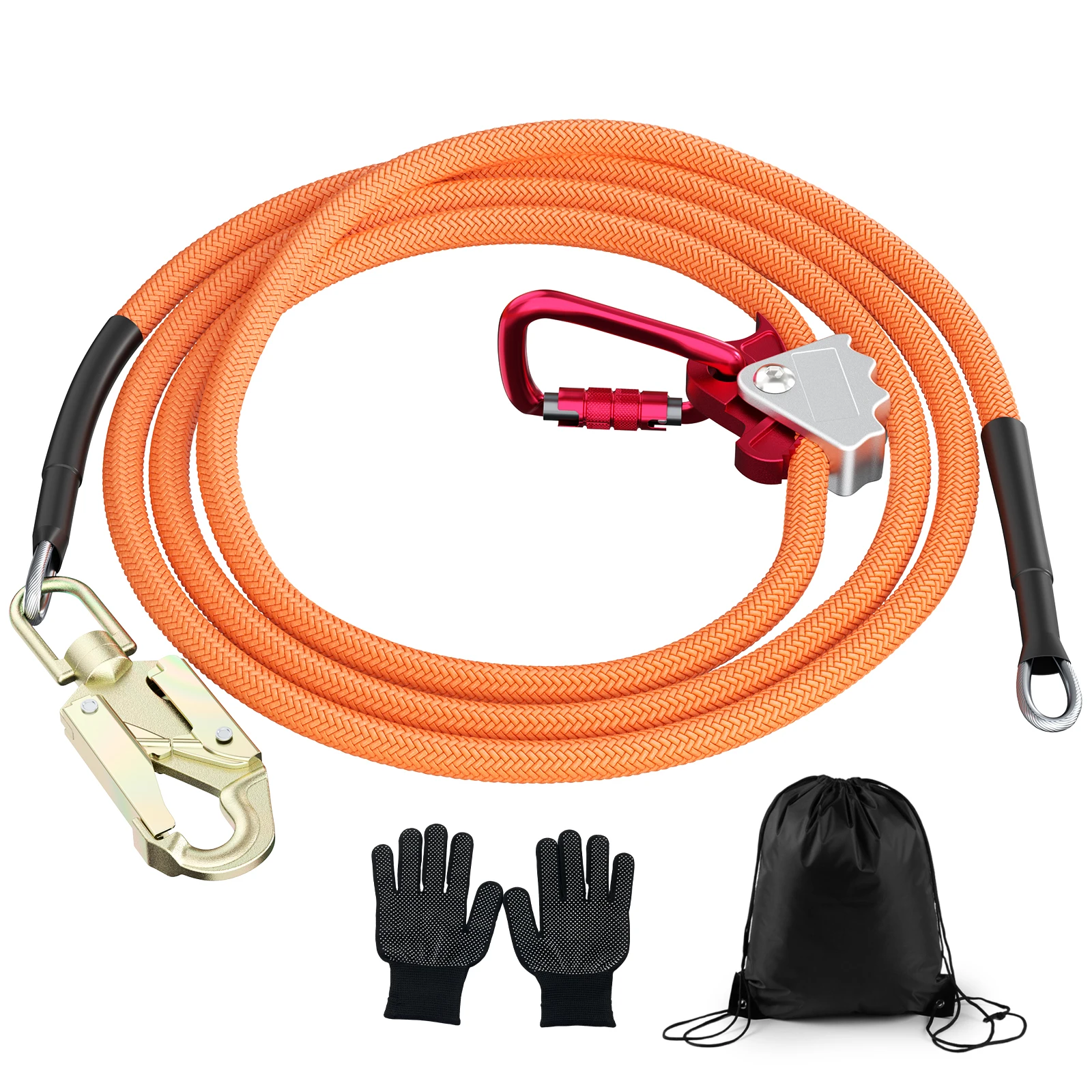 Flip-Line-Sets mit Stahlseilkern, Stahlseil-Lanyard mit Dreifach-Verschluss-Karabiner, Verstellbares Lanyard-Baumkletterseil