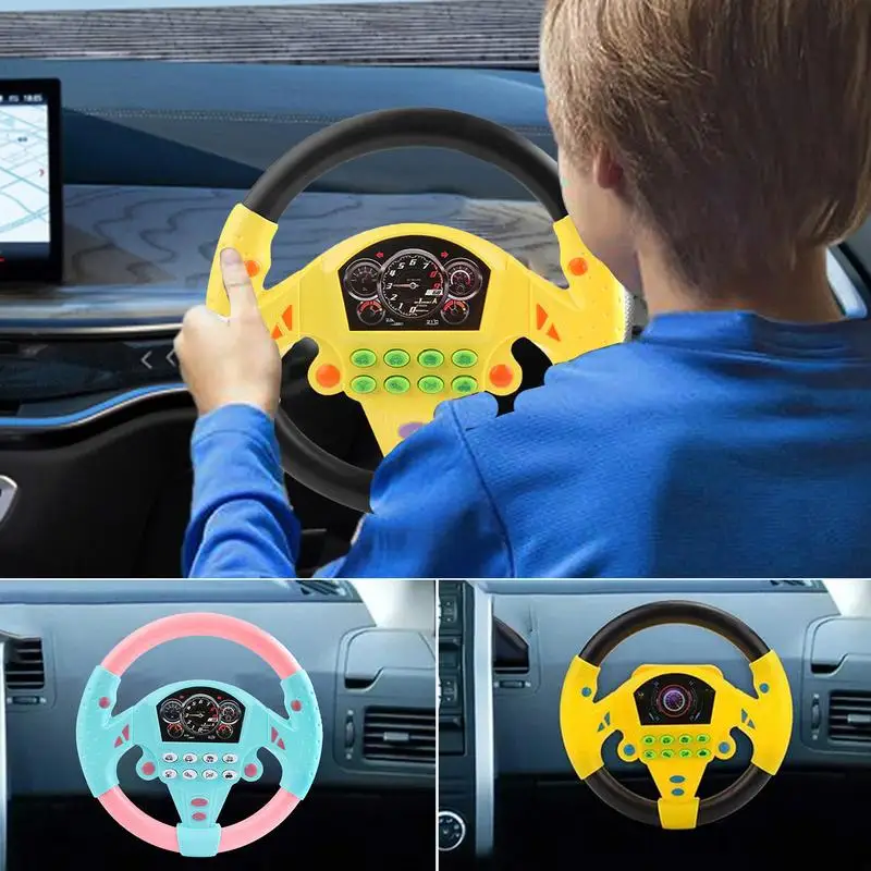 360-degree Rotation Steering Wheel Electric Baby Toys Simulate Copilot Portable Wheel Copilot Toy With Light And Sound for kids