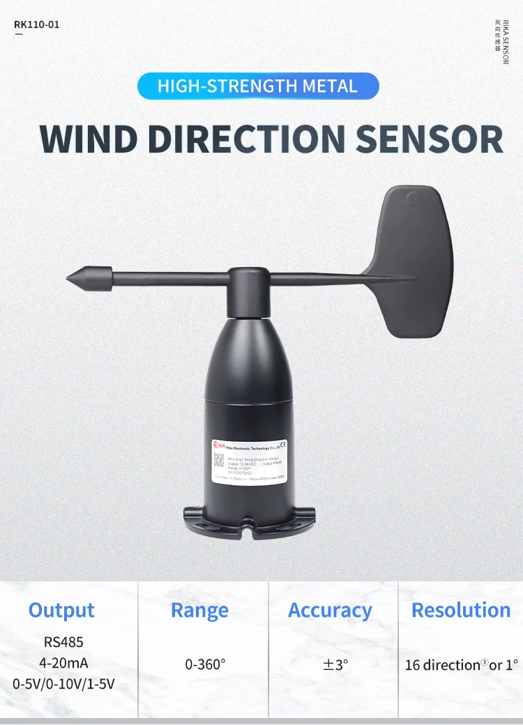 RIKA-Wind Vane Direction Sensor para testes de direção do vento, preço baixo, RK110-01 CE 304SS