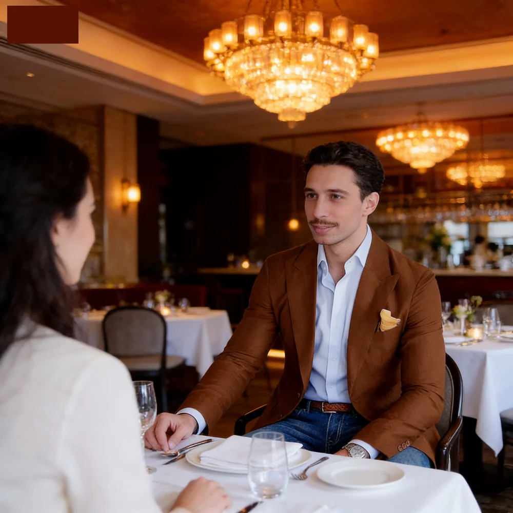 

Men's Beige_Azure Celeste Linen Ternos Slim Fit Summer Beach Wedding Smoking Jacket Casual Lapel Blazer for All Seasons