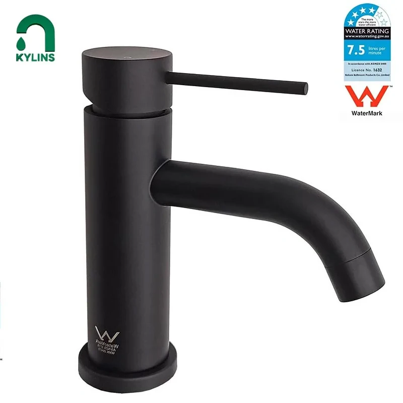 KYLINS Hand Wash Faucet Bathroom MixerBath Stainless Steel Bathroom Faucet WELS Matt Black Round Basin Mixer Kitchen Sink Tap