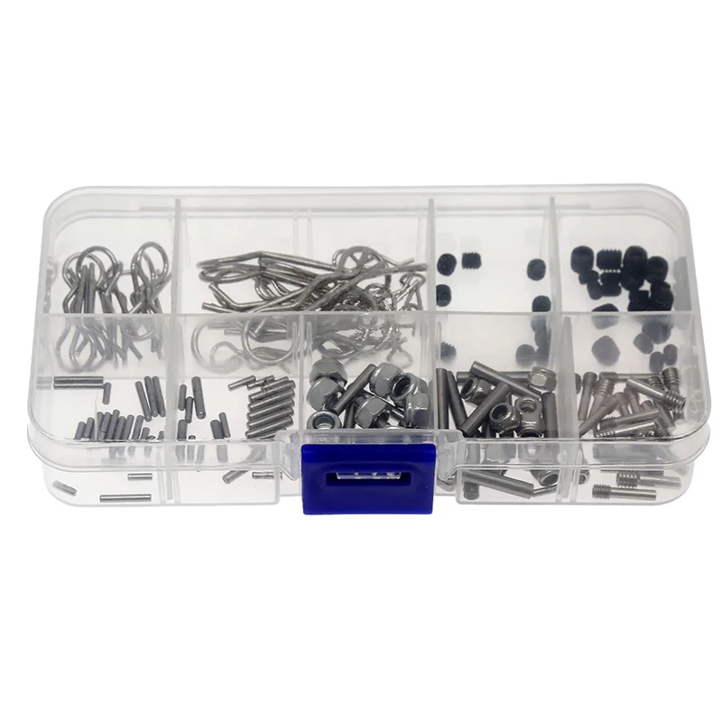 مجموعة أجزاء عالمية سهلة فقدان السيارة بجهاز التحكم عن بعد Rc | موصل سداسي (1-3 مم)، دبوس وتد، عمود محرك أقراص DVD، مسامير M3/M4 من خلال الماكينة، مشبك غلاف السيارة | متوافق مع مقياس 1/8 إلى 1/24 #6