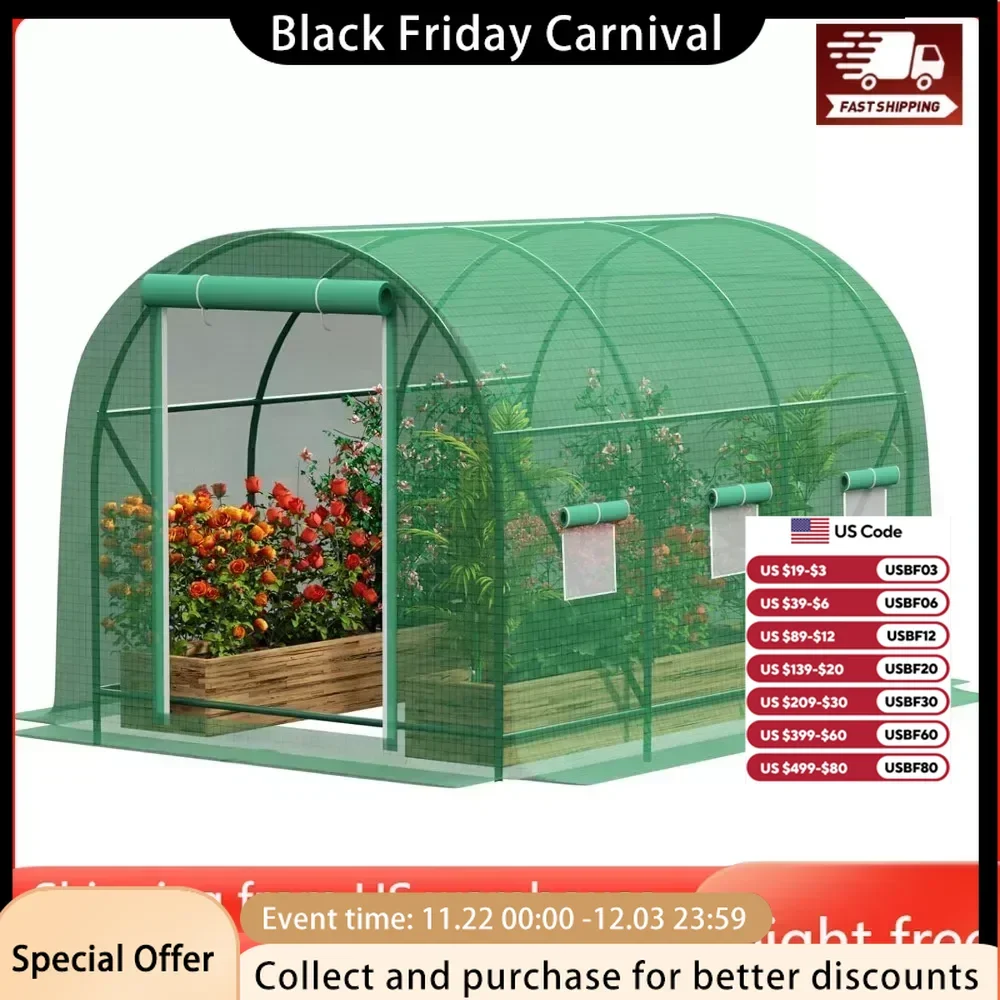 Greenhouses for Outdoors Winter Heavy Duty Large Walk in Tunnel Green House Portable for Plants, Reinforced Frame, Free Shipping