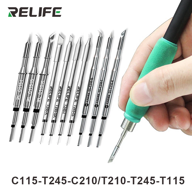 RELIFE Fine C210 T245 T245 Soldering Tip C210 C115 Soldering Iron Tip for GVM T210 GVM T115 Professional Soldering Station