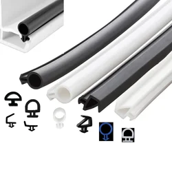 5M Bridge Aluminum Alloy Doors Windows Sealing Strip Card Slot Type Plastic Silicone Strip Soundproof Windproof Waterproof