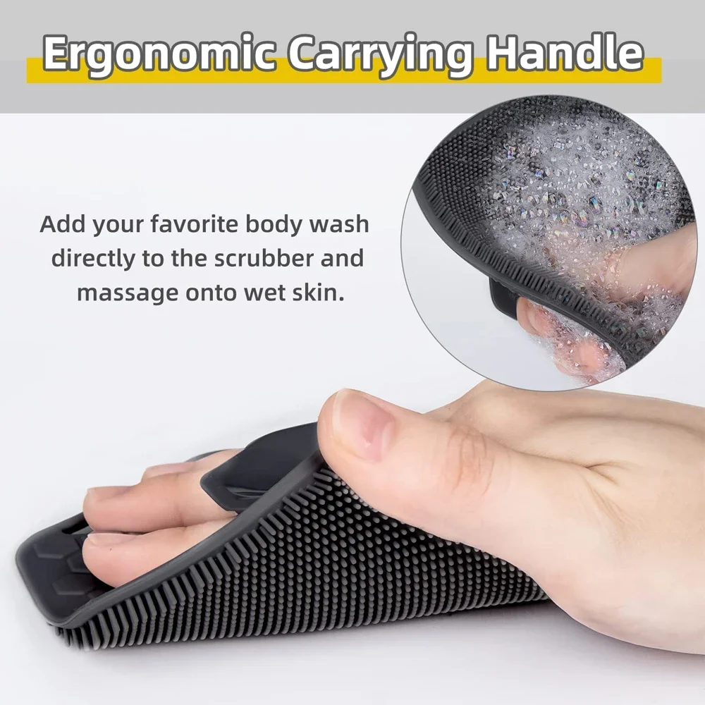 Silicone Exfoliating Body Scrubber Portable Wall Mountable Shampoo Brush Bath Brush For Hair Washing & Body Massage Face Care