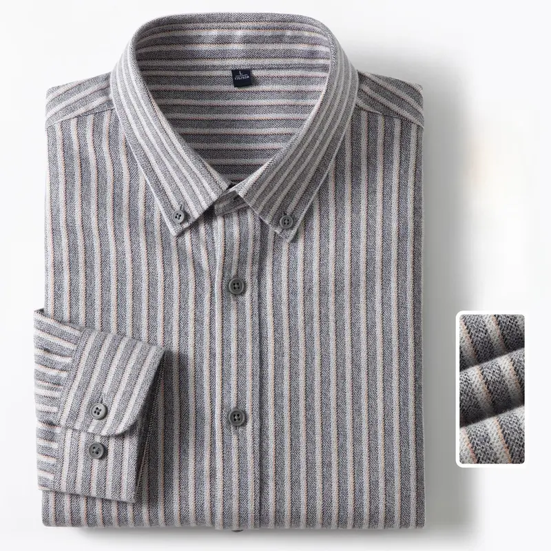 New in Shirt Plaid 100%Cotton Brushed Long Sleeve Shirts for Men Slim Fit Casual Tops High Quality Designer Vintage Clothes - Image 9