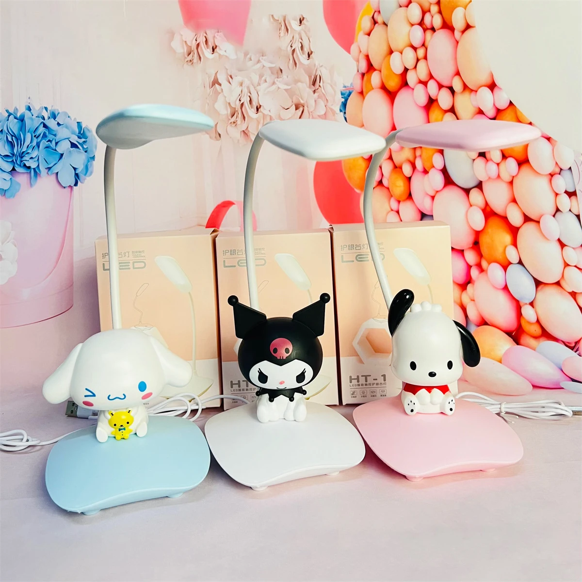 Sanrio Hellokitty Usb Night Light My Melody Kawaii Cartoon Bedroom Table Lamp Learning Eye Protection Lamp Ornament Cute Gift