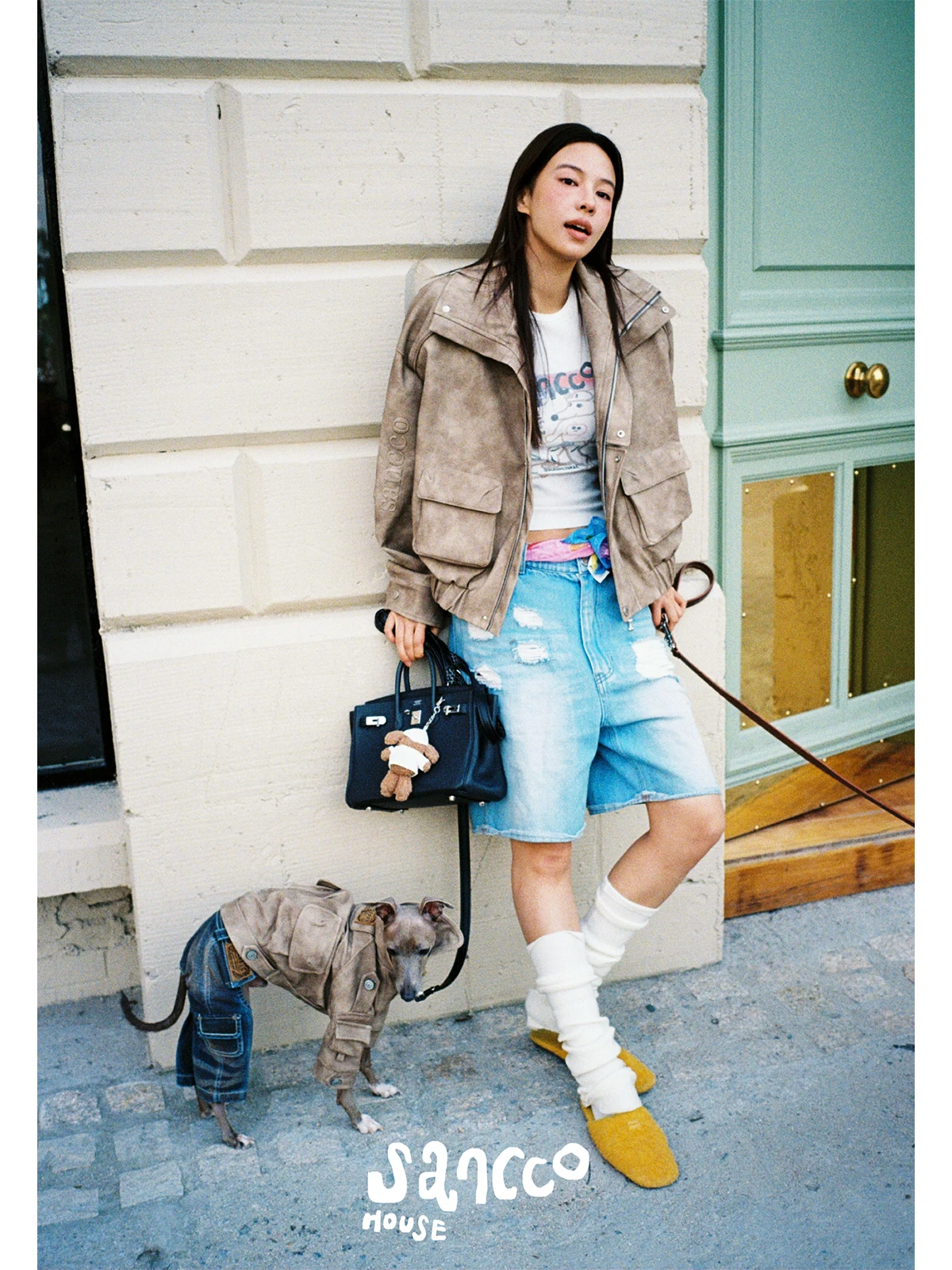 

Loose Women's Biker Jaet Original Design Street Sle ort Coat PU Material Long Sve Zipper Closure Youth Faion