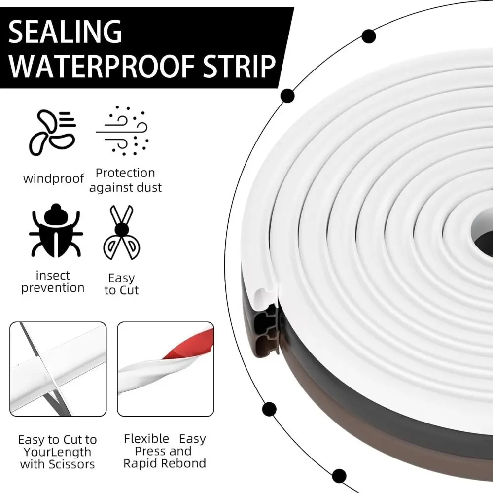 6m NEW Soundproofing Weather Stripping Windproof Rubber Door Seal Strip Self-adhesive D-Shape Draught Excluder Household