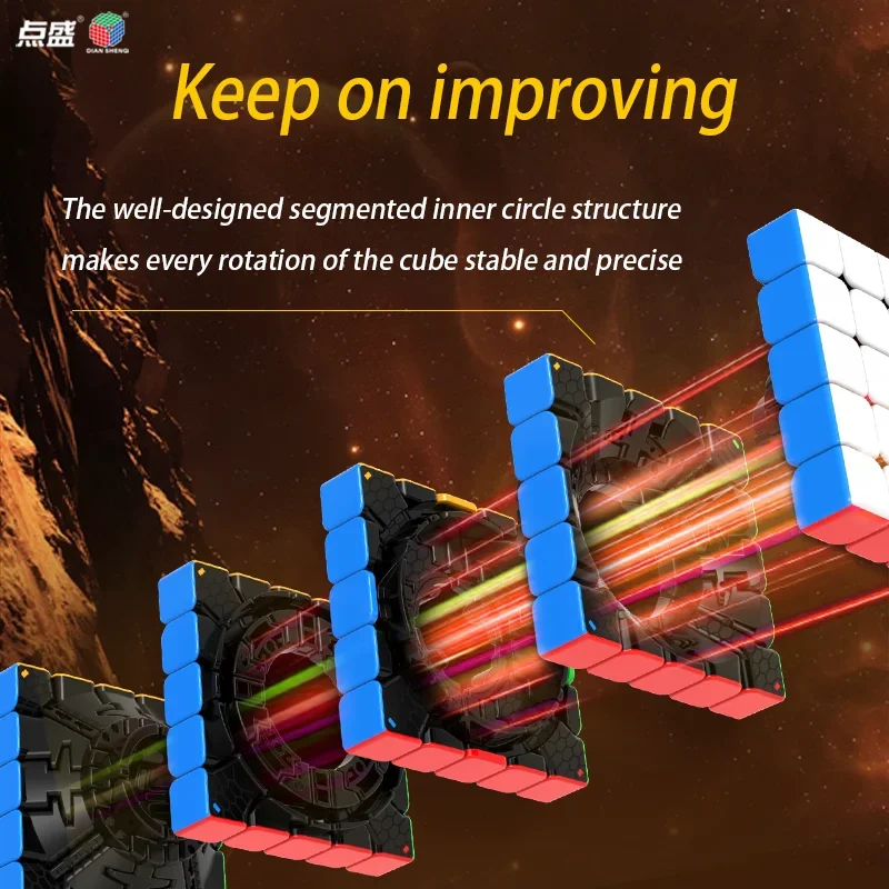DianSheng S5M Solar 5x5 Racing Speedcube Magnets Powerful Speed 5x5x5 Magic Cube Puzzle Toy Children's Gifts