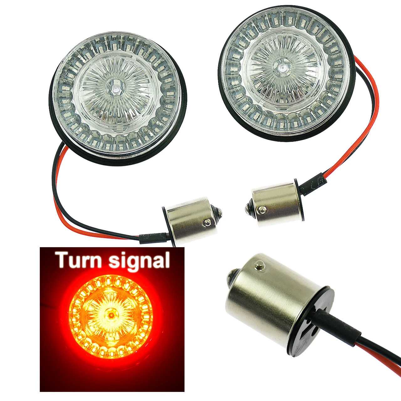 Motorcycle 2'' 1156 Bullet LED Turn Signal Indicator Light Inserts Lamp For Harley For Sportster XL