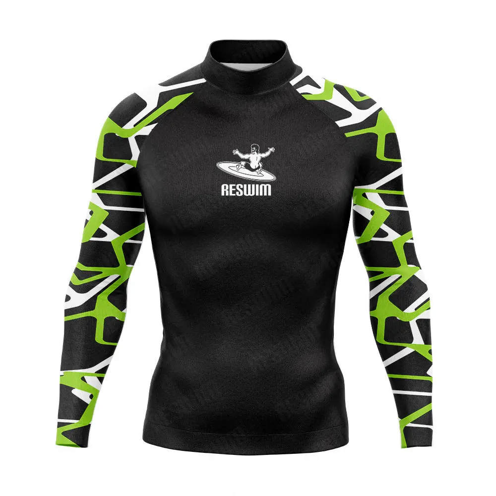 New Mens Swimsuit Rash Guard Long Sleeve Surfing Shirt UPF 50 Swimwear All Time T-Shirt Sports GYM Surf Diving Clothes Rashguard