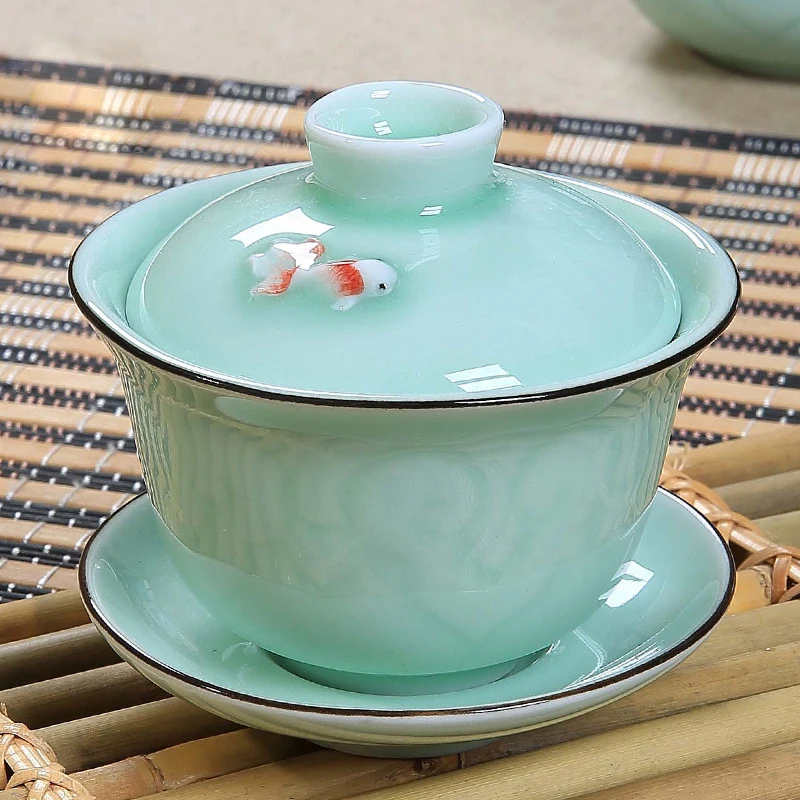 Dehua Gaiwan Tea Pot China Gai Wan Chinese Tea Cup With Lid and Saucer Ceramic Tureen Shen Puer Japanese Te Cup Tibetan Bowl Bar
