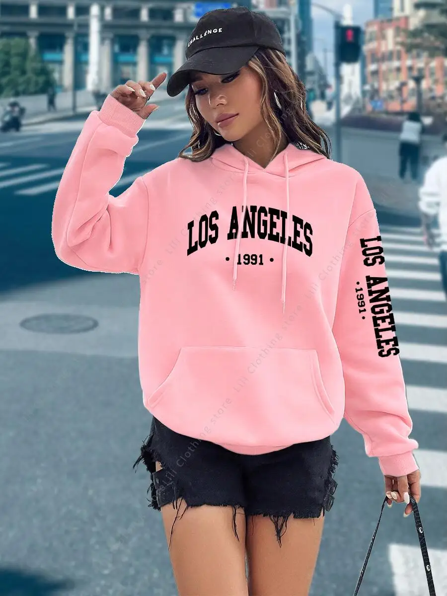 Damenkleidung Ästhetische Hoodies Herbst Winter Los Angeles Oberteile Hochwertige Sweatshirts Kapuzenshirt Modische Damen-Hoodies