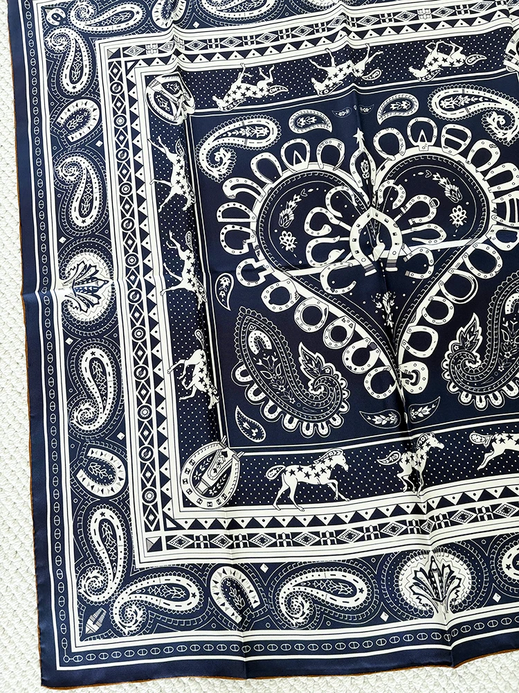 

14MM Silk Scarf 90CM Women Square Head Scarfs Edegs Rolled Shawls Square Bandanas Summer Hair Clothing Accessories 90