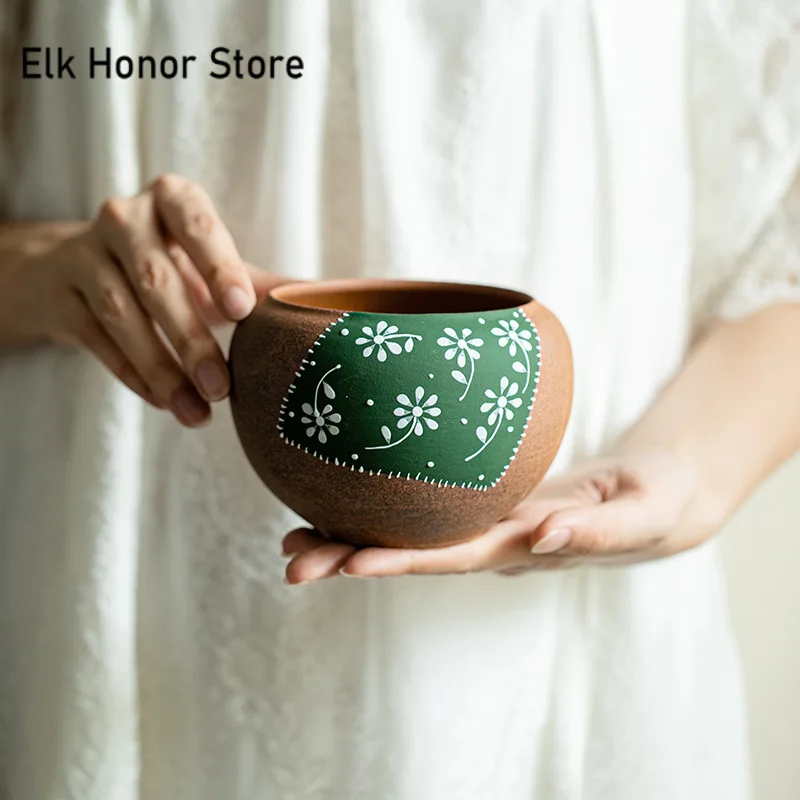 580ml Pure Hand-painted Chrysanthemum Jianshui Old Rock Mud Tea Writing-brush Washer Tea Dust Cylinder Barrel Chaxi Collection