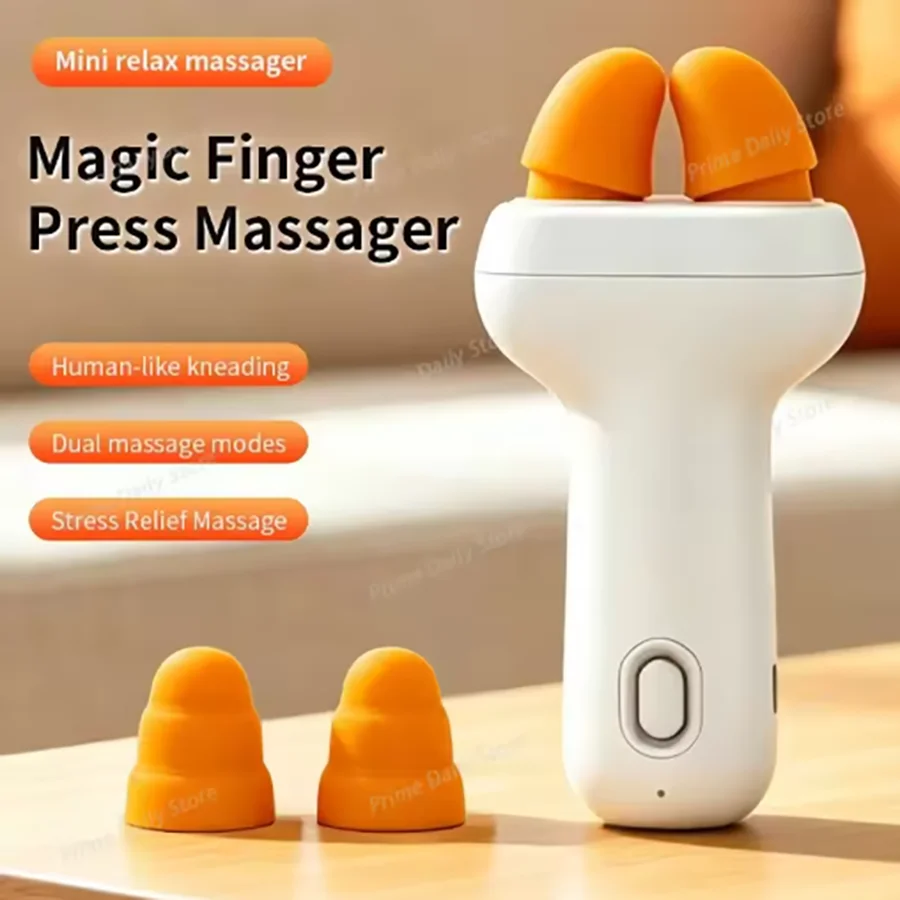 Mini Handheld Acupressure Massager, Detachable Heads, Simulated Kneading for Neck Shoulder