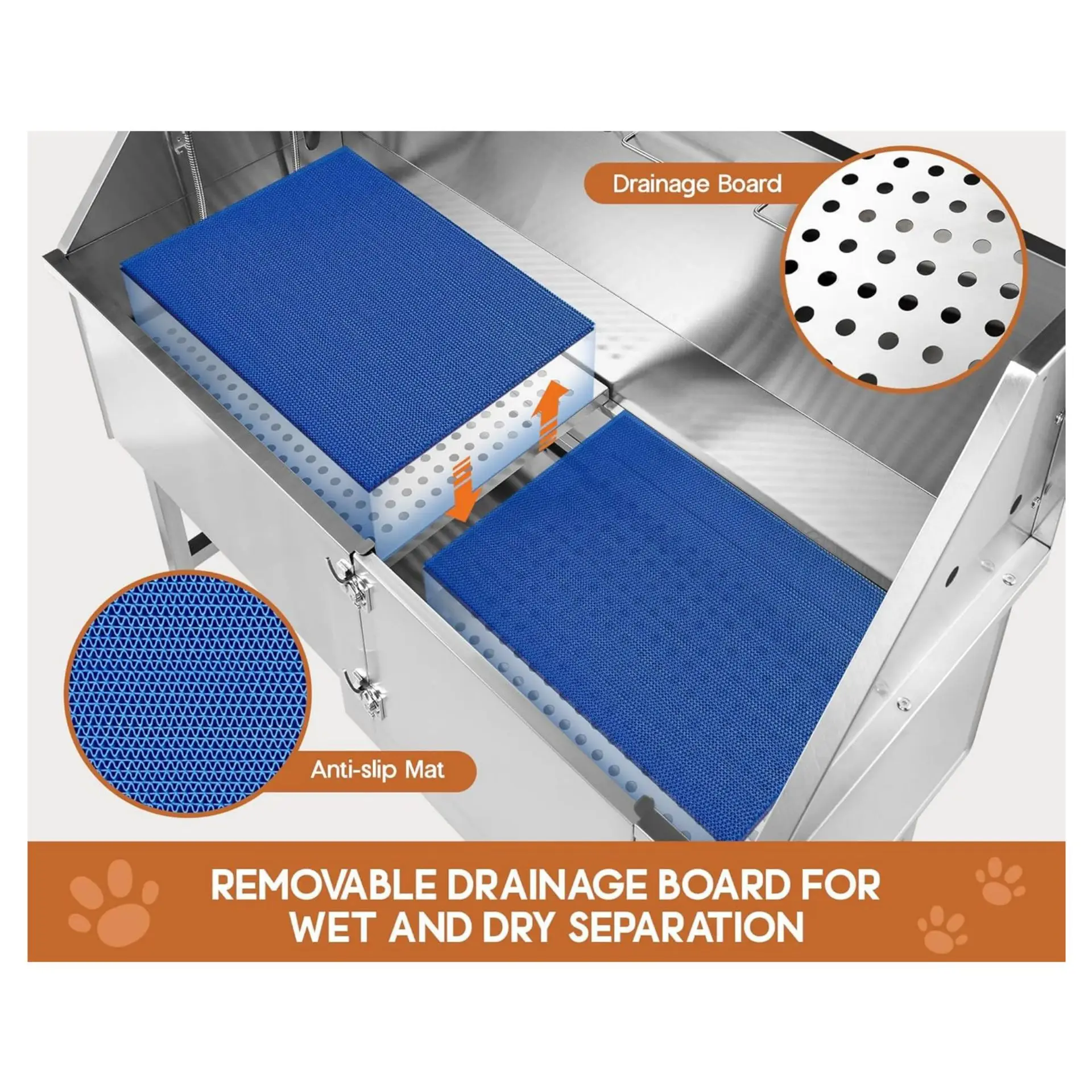 حمام الحيوانات الأليفة من الفولاذ المقاوم للصدأ غير قابل للانزلاق، حمام الحيوانات الأليفة، حمام الكلاب العالمي #4