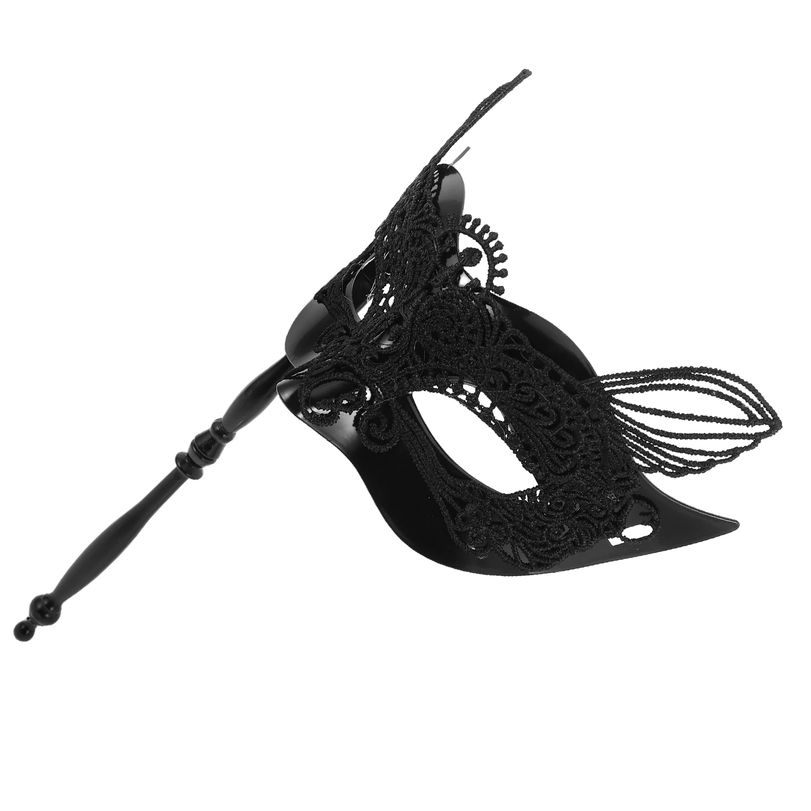 

Masquerade Mask Women Cute Halloween Animal Cat Costume Theme Carnival Decorations Lace Elegant Black Design Stick Comfort Wear
