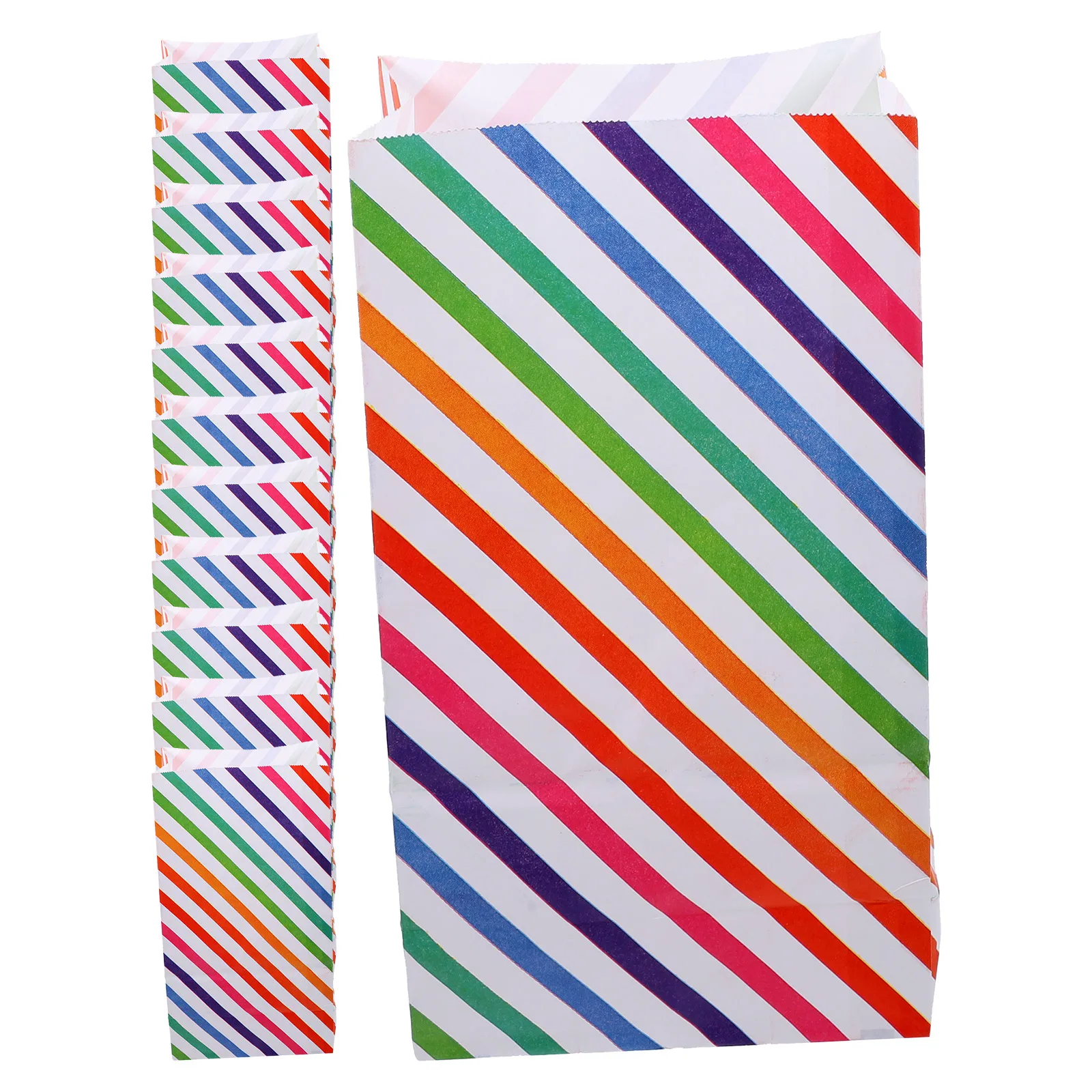 

24 Pcs Rainbow Stripe Paper Bags Small Gift Birthday Party Supplies Cookie Candy Food Storage Bags Present Sack