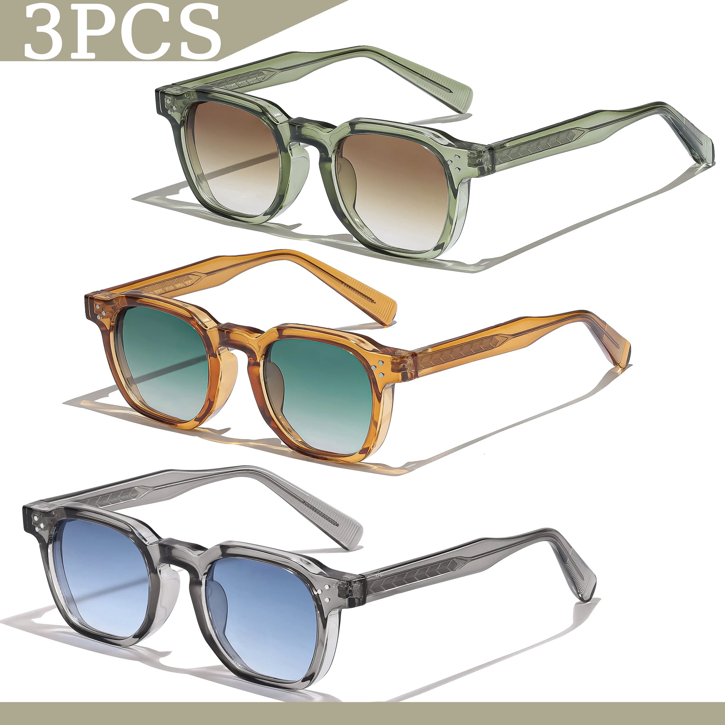 Lot de Lunettes de Soleil Carrées Rétro HBK 5