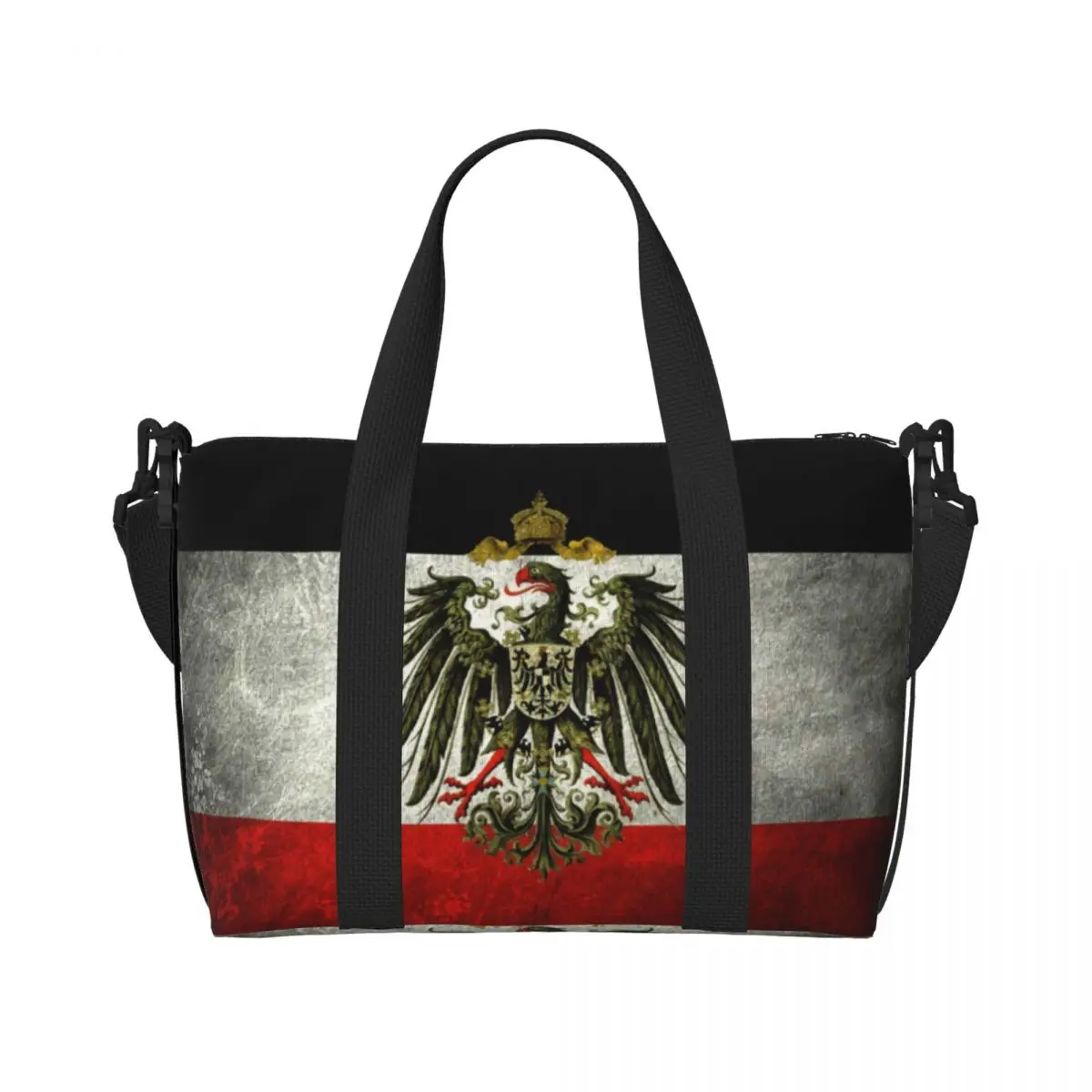 Custom German Empire Flag Germany Tote Bag Women Big Capacity Beach Gym Travel Bags