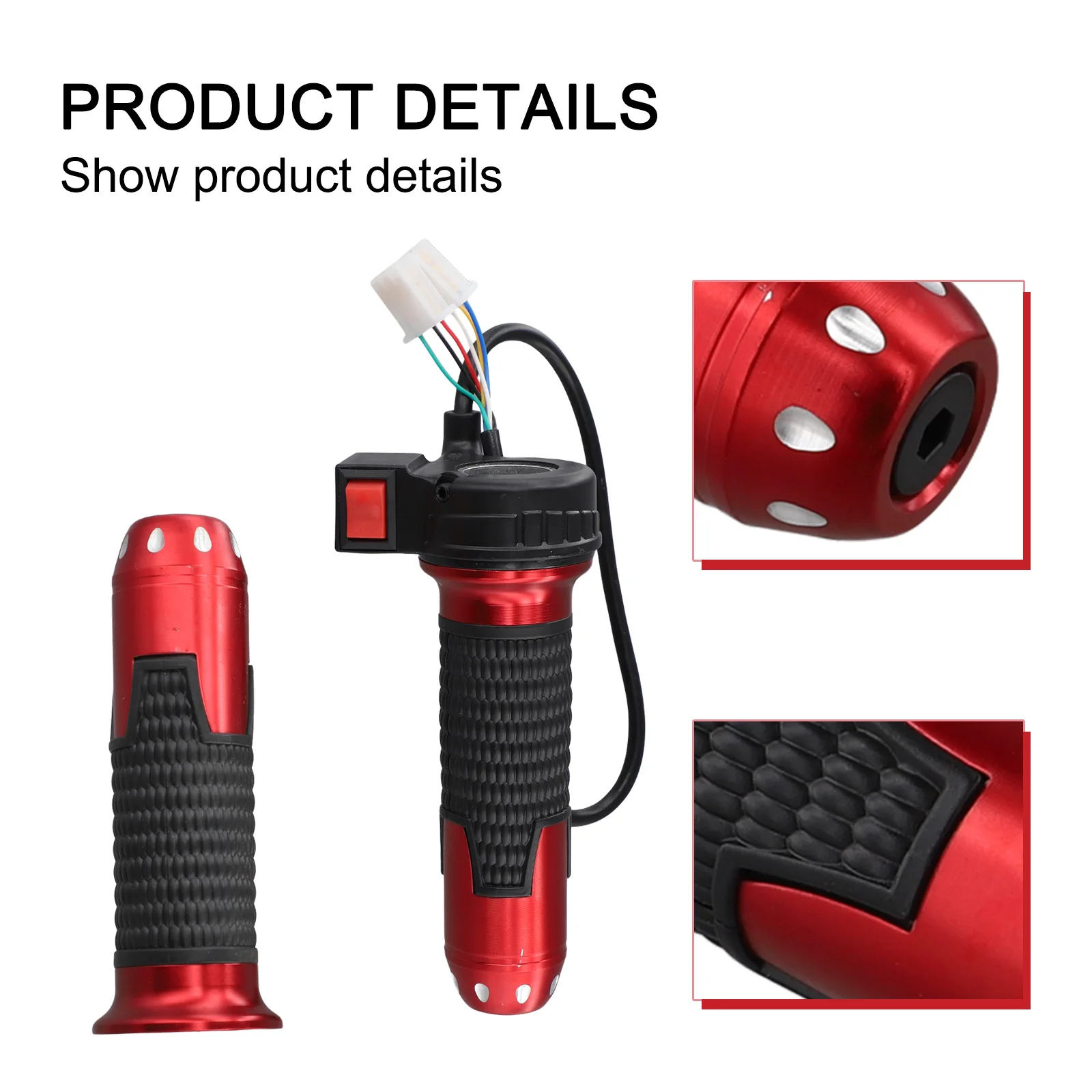 Electric Bike Throttles Twist-Throttle Forward Reverse 350mm Line Length About 190-240g ABS Aluminum Alloy Black Red