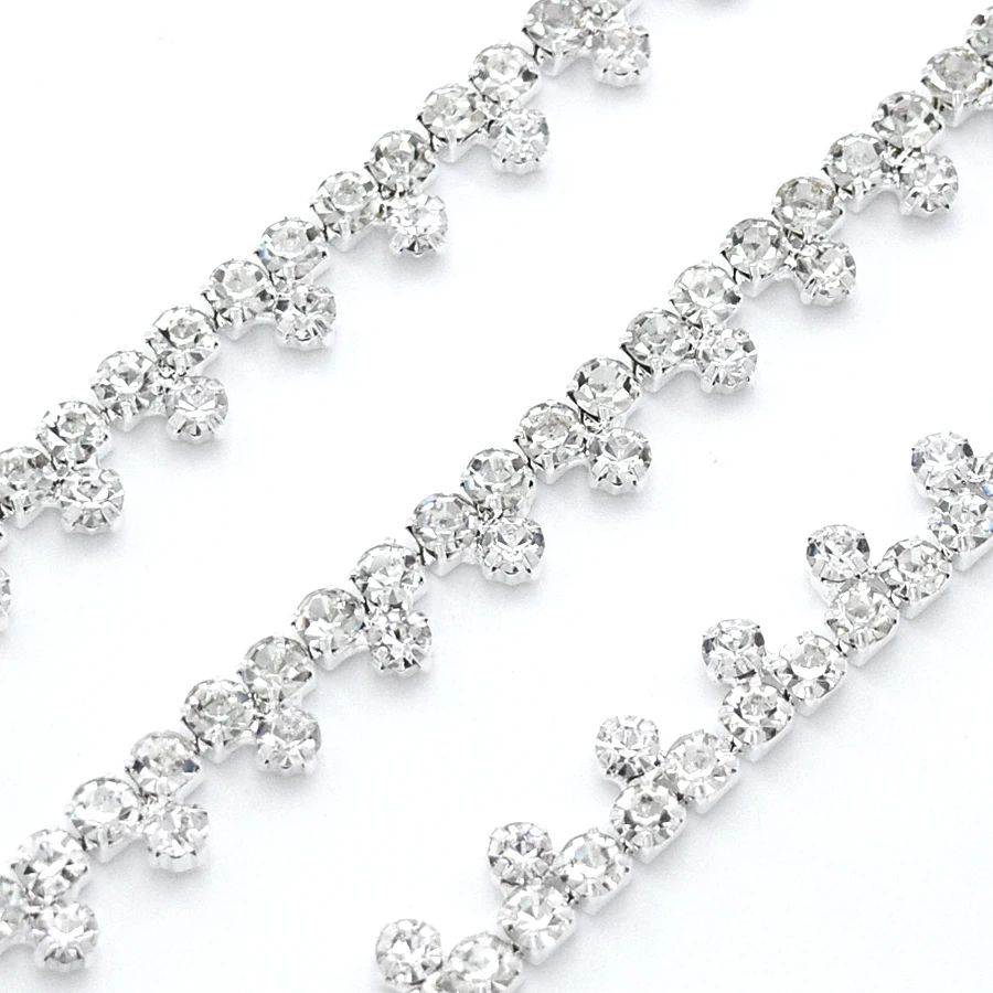 1 size silver rhinestone trim cup chain Crystal chain Ribbon Trim DOT SS18 Suitable for clothing shoes bag DIY sewing accessorie