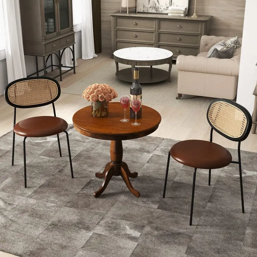 Round Dining Table for 24 People, 32 D X 30 H Wooden Kitchen Table with Spacious Table Top, Pedestal Base, Leisure End Tables fo