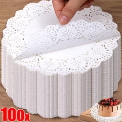 Bakeware for Plates Paper Doilies White Round Shape Lace Cake Mat Coaster Placemat Design Birthday Wedding Gift Table Oilpaper