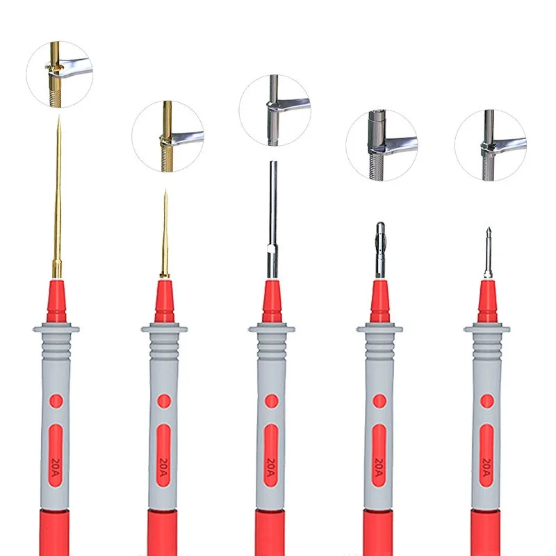 25 個のマルチメーターシリコンテストリードキット、交換可能なニードルスパナワニ口クリップ付き、4mm バナナプラグからテストフックケーブルまで