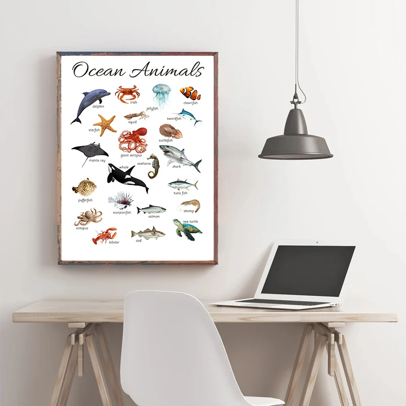 Obst Gemüse Tiere Poster Leinwand Drucke Montessori Pädagogische Homeschooling Lernen Poster Kinder Kinderzimmer Zimmer Dekoration