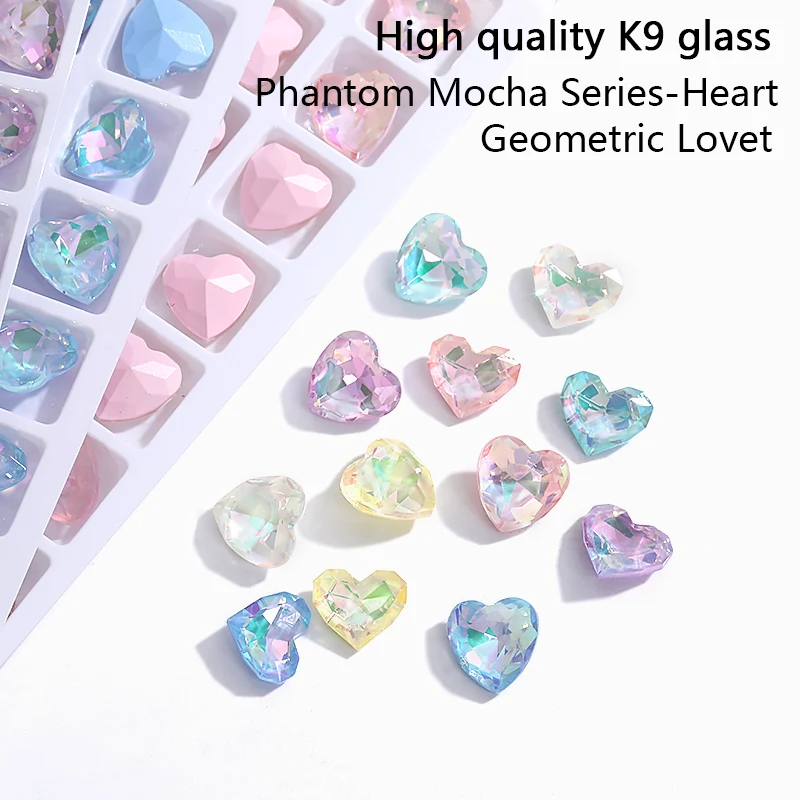 10mm Heart Pointback Crystal Glass Rhinestone Shiny Nail Charms Jewelry Making Stones Wholesale DIY Accessories