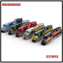 MOC Urban Railway Motor Trains Sets SD70ACe Heritage Diesel-electric Locomotives DIY Building Blocks Creative Model Bricks Toys