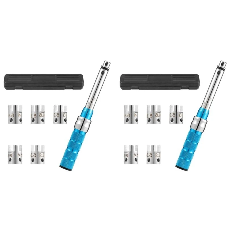 A95E-2X Spoke Torque Wrench, 2-10 NM Motorcycle Spoke Wrench Set, Steel Torque Wheel Spoke Spanner With Box, 5.0-6.8Mm