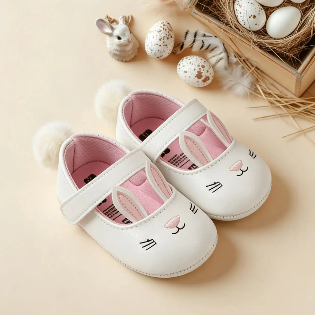 Cute baby girl shoes rabbit ear baby Mary Jane flat shoes pr