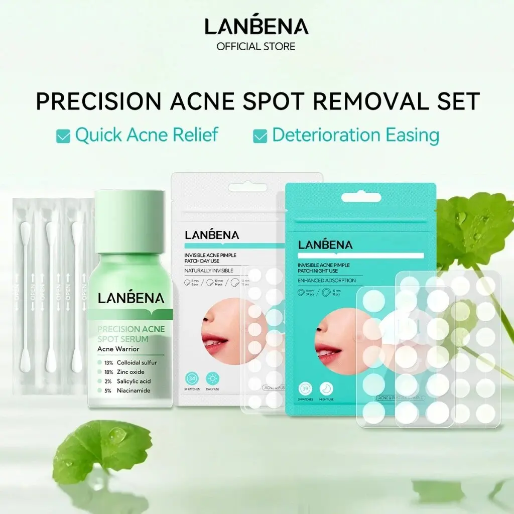 

LANBENA Invisible Acne Day And Night Patches For Fading Acne Marks Salicylic Acid Red Swollen Acne Care Spot Serum Skincare Set