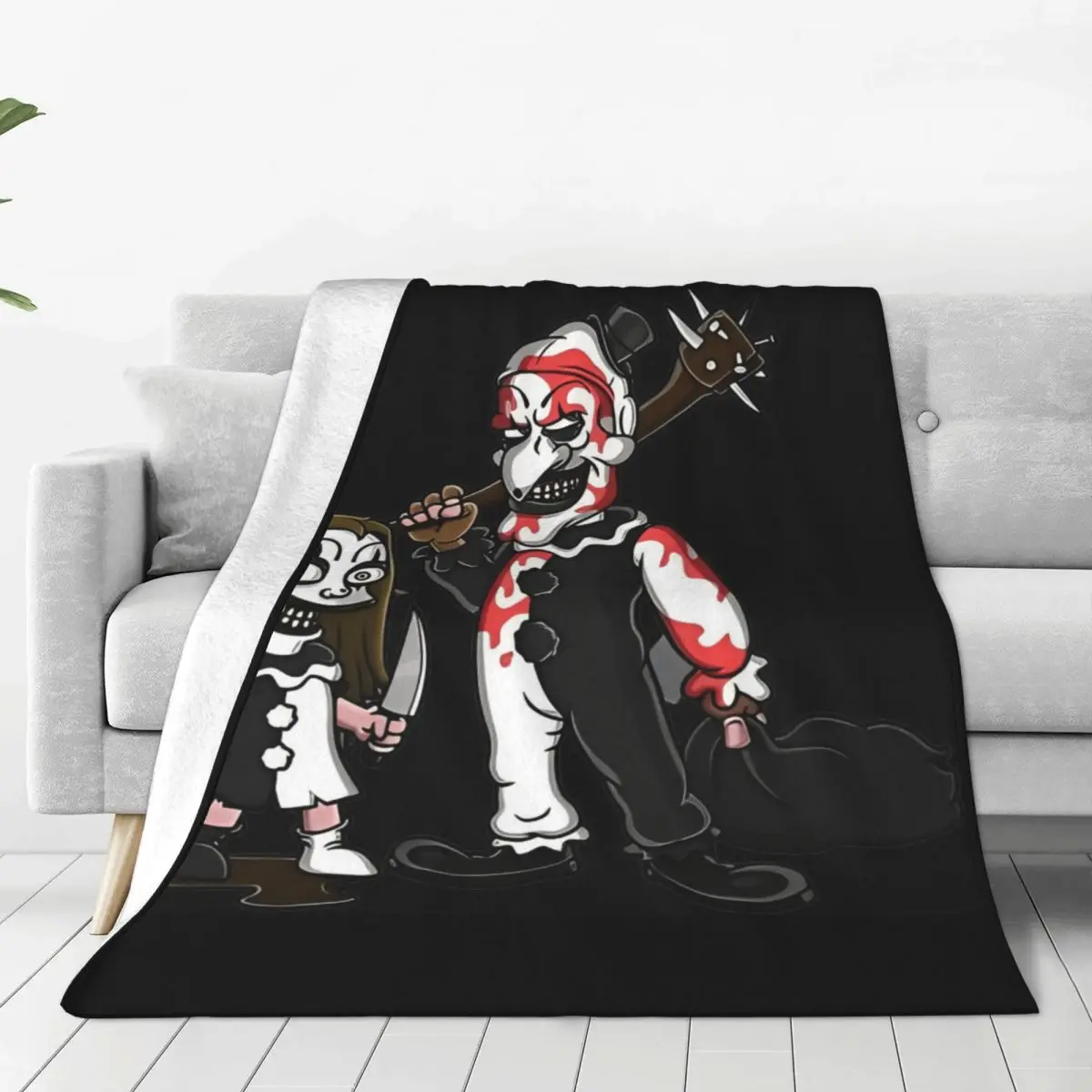 The Terrifier Art The Clown Blanket Quality Warm Soft Throw Blanket Winter Airplane Travel Living Room Graphic Bedspread