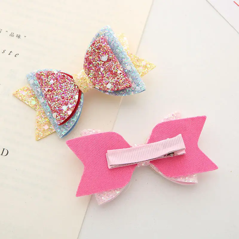 New Shiny Night Vision Fluorescent Bow Children Baby Girls Hair Clips Sweet Fan Princess Hair Accessories For Kids