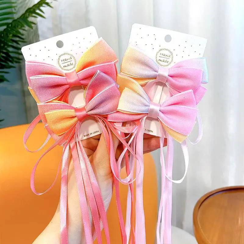 2 قطعة القوس التدرج شرابة دبابيس الشعر النمط الصيني مقاطع الشعر المشابك الحلو جميل Hairgrip للفتيات إكسسوارات الشعر