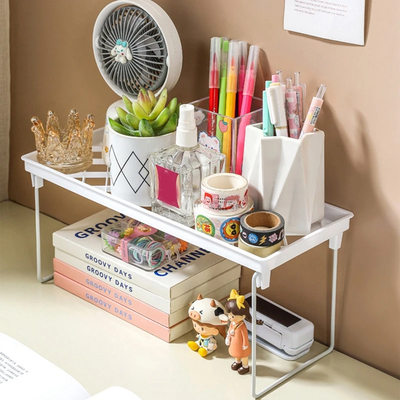 Desktop Shelf Multi-Functional Folding Double-Layer Storage Shelf Student Dormitory Desktop Stationery Cosmetics Storage Shelf