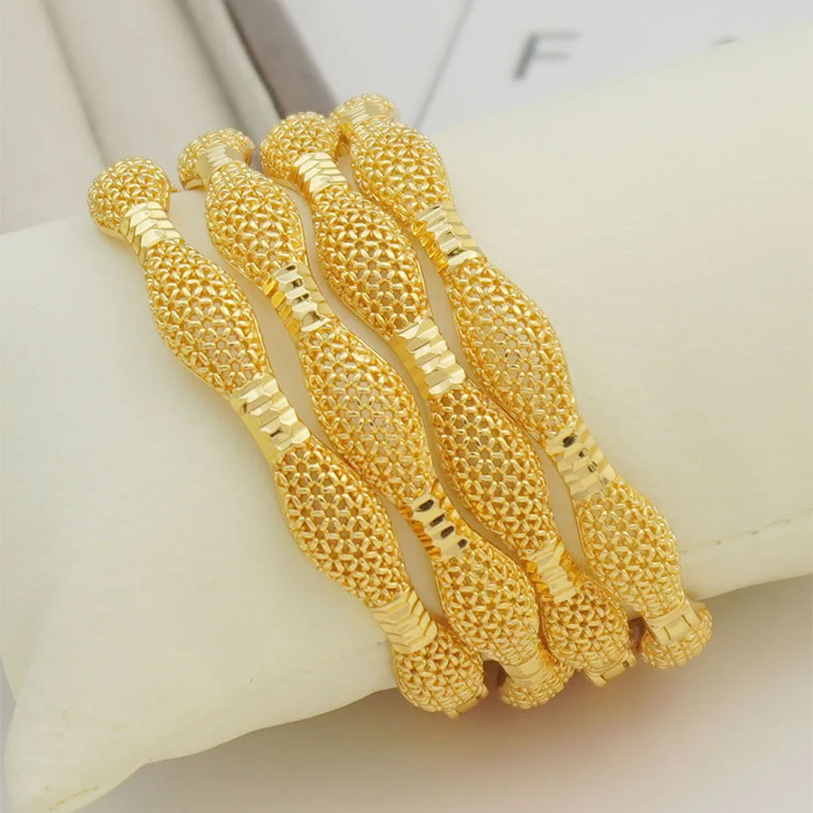 Gold Plated Hollow Carved Bangles For Women Middle East Elegant Boho Style 2026 Fashion Jewelry For Christmas Wedding Sister Gif
