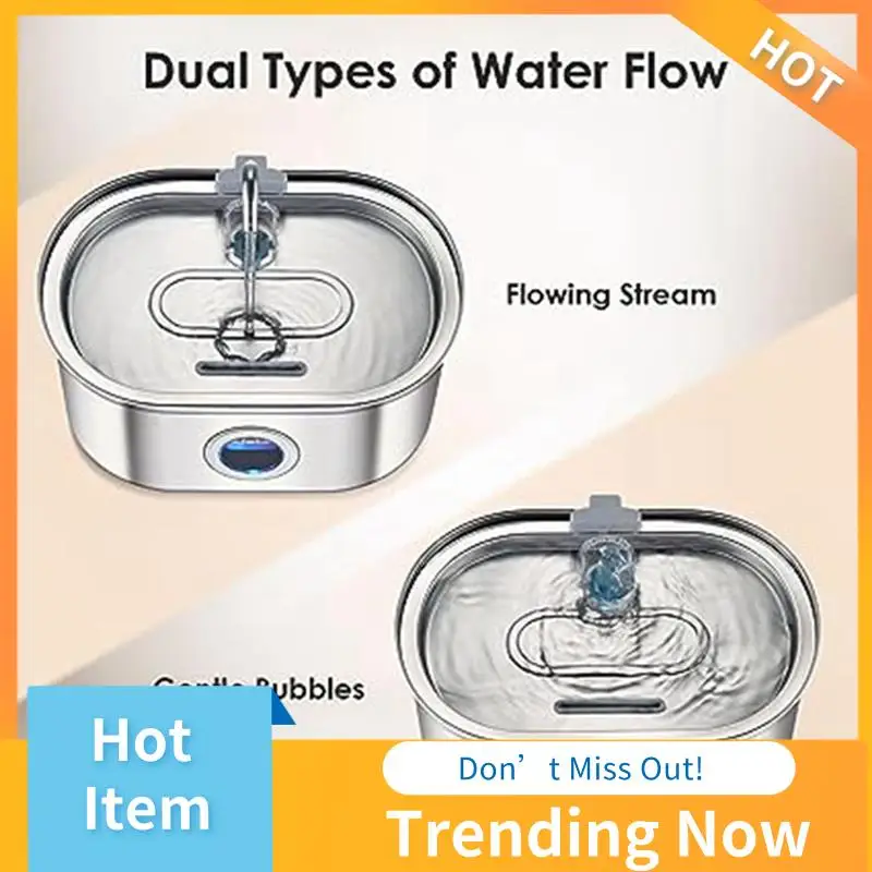 

Pet Water Fountain Water Fountain Stainless Steel With Transparent Window Ultra Quiet Pet Water Feeder Easy To Use (EU Plug)