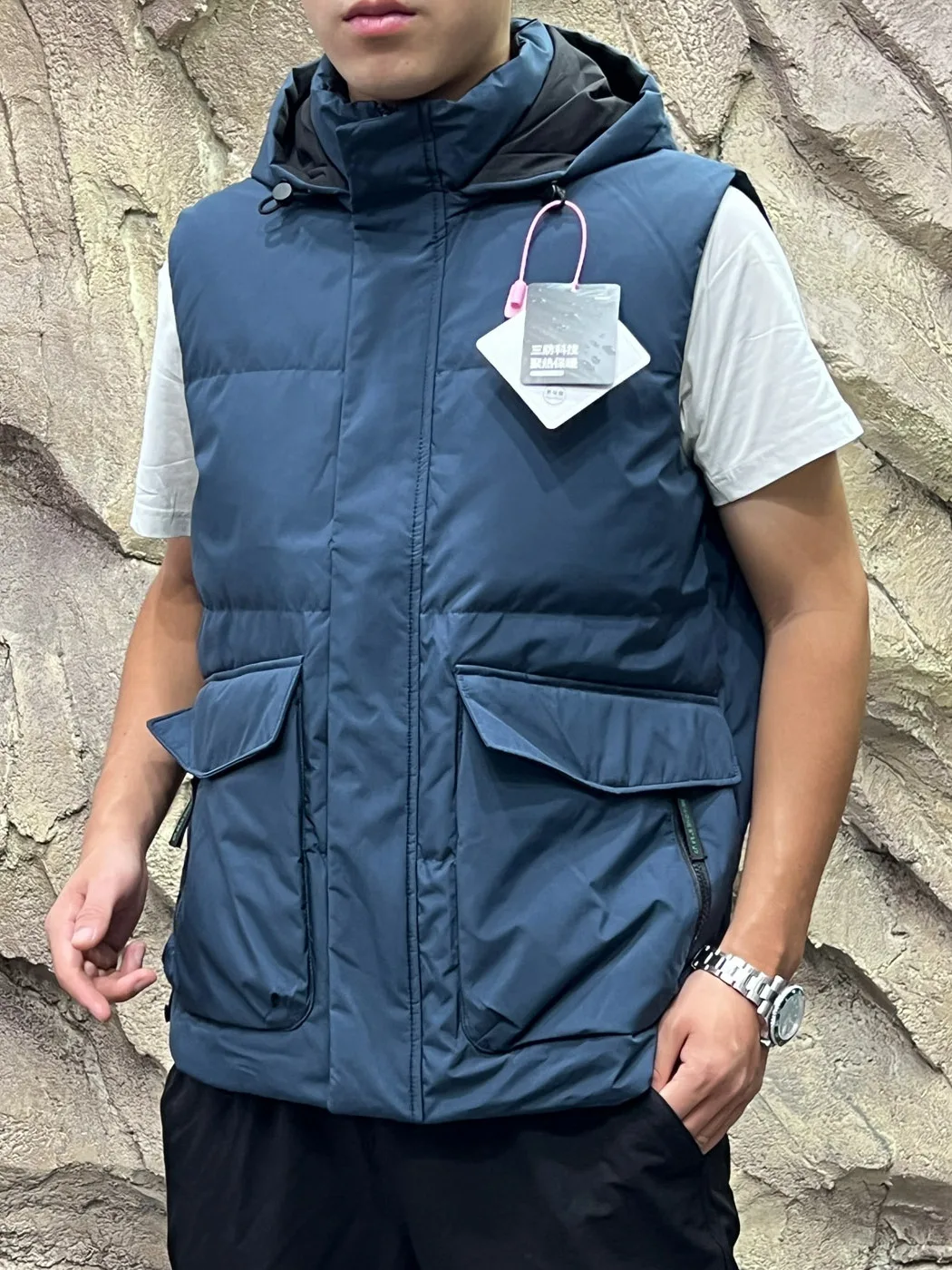 Detachable Cap 90 Duck down Filled Outdoor Waterproof Windproof Men Women Autumn Winter down Vest Youth Daily Wear Polyester ...