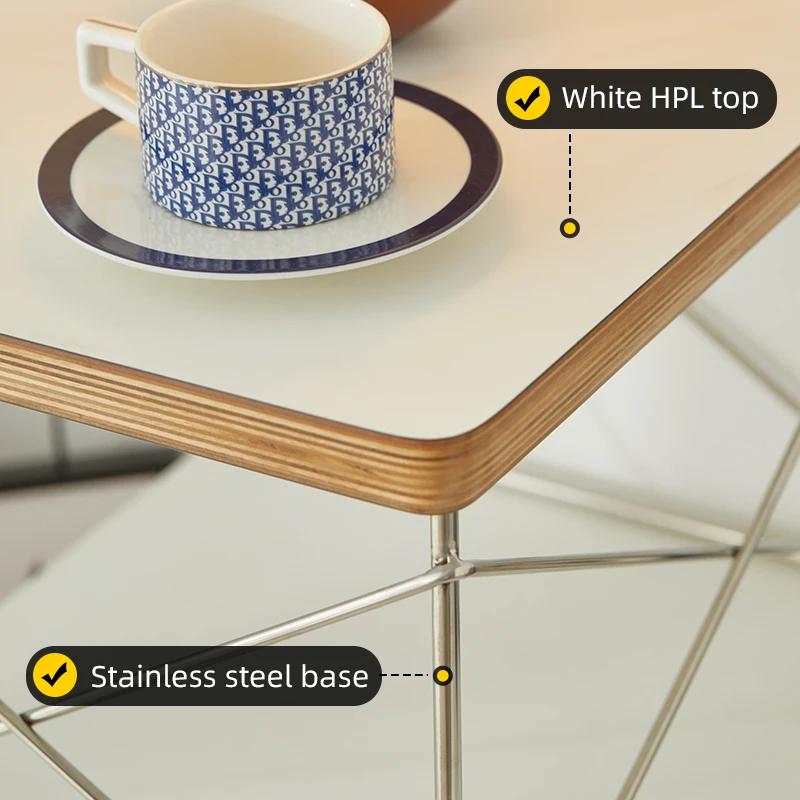 طاولة جانبية DECOPAI eames LTR، تصميم حديث مستطيل من الفولاذ المقاوم للصدأ باللون الأبيض لغرفة المعيشة وغرفة النوم وطاولة نهائية بمساحة صغيرة، كمبيوتر محمول