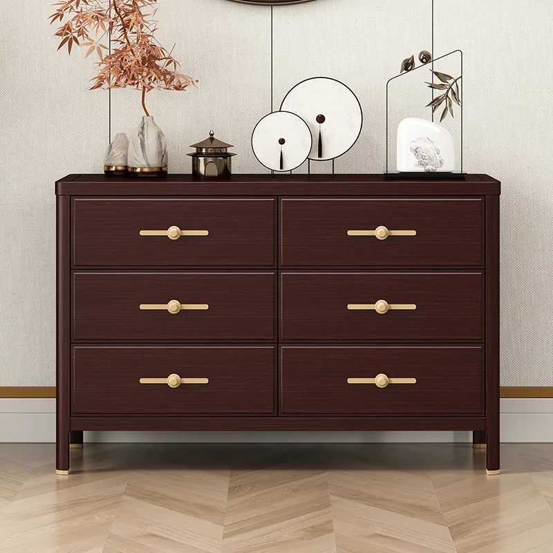 

New Chinese-style all-solid wood chest, bedroom storage cabinet, large-capacity living room chest of drawers against the wall, m