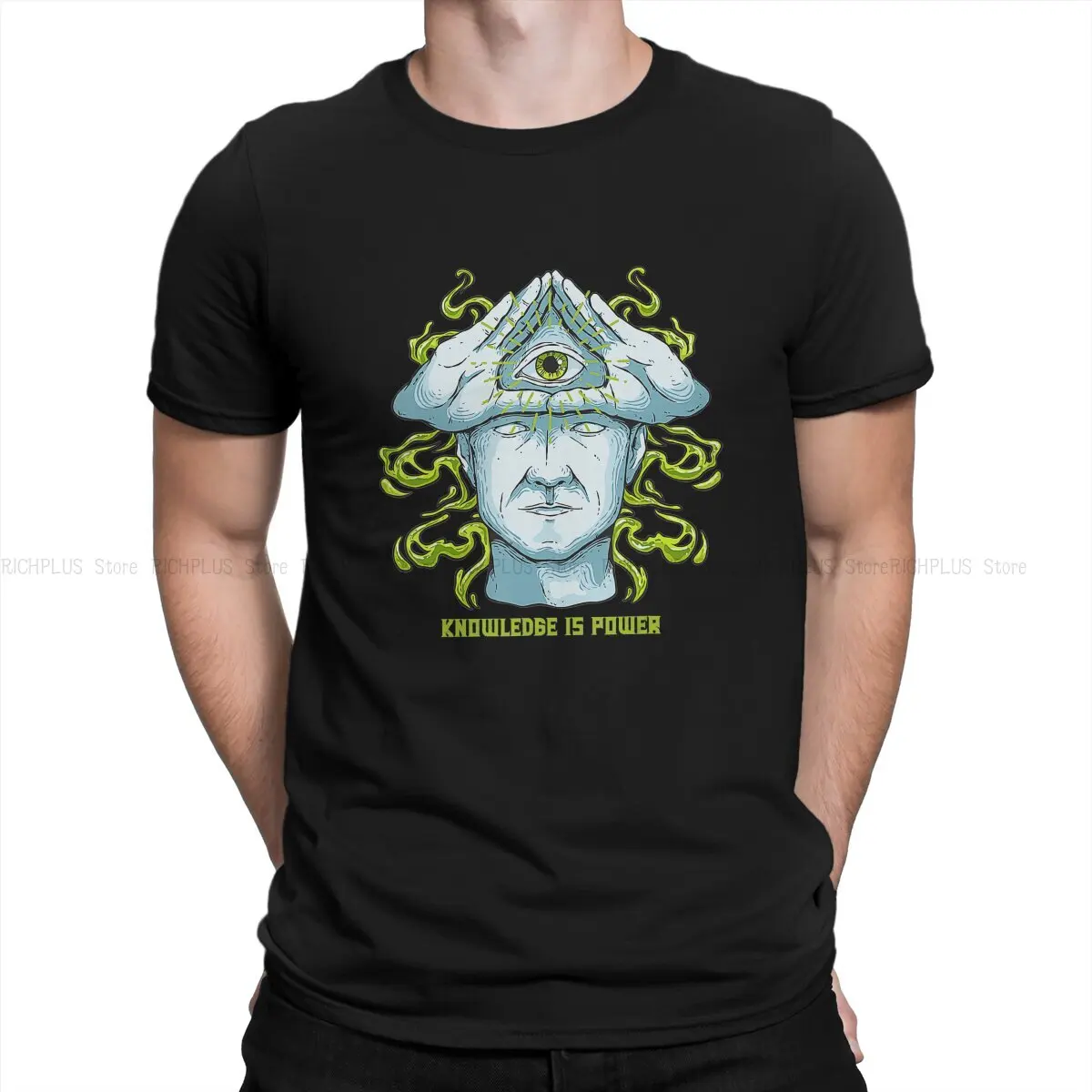 Knowledge Is Power Men TShirt Eye Illuminati Crewneck Short Sleeve Polyester T Shirt Humor Gift Idea